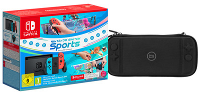 Nintendo Switch Rood/Blauw + Switch Sports + Nintendo Switch Online + Beschermhoes is nooit meer leverbaar