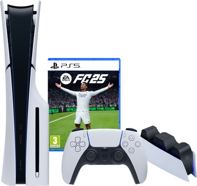 PlayStation 5 Slim Disc Edition + FC 25 + Oplaadstation is nooit meer leverbaar