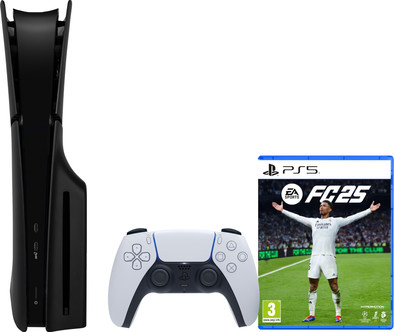PlayStation 5 Slim Disc Edition + FC 25 + Covers Zwart is nooit meer leverbaar