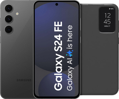 Samsung Galaxy S24 FE 256GB Grijs 5G + Clear View Book Case Zwart is nooit meer leverbaar