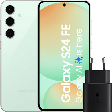 Samsung Galaxy S24 FE 256GB Groen 5G + Samsung Oplader 25 Watt Zwart is nooit meer leverbaar