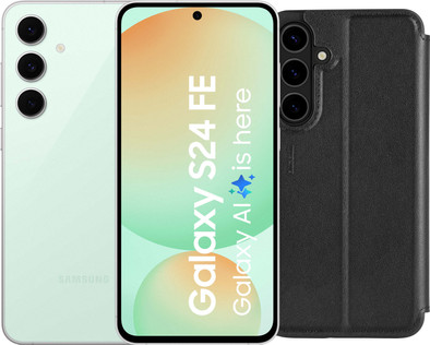 Samsung Galaxy S24 FE 256GB Groen 5G + BlueBuilt Book Case Leer Zwart is nooit meer leverbaar