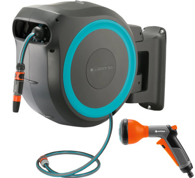 Gardena Wandslangenbox PowerRoll XL P4A Set + Classic Multifunctionele Broes is nooit meer leverbaar