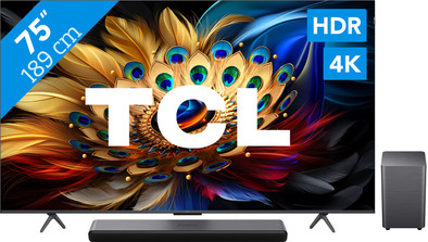 TCL QLED 75C61B + TCL S55H 2.1 Soundbar is nooit meer leverbaar