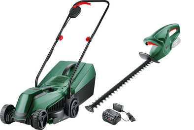 Bosch EasyMower 18V-32-200 + EasyHedgeCut 18-45 LI + Startersset 18V 4,0 Ah is nooit meer leverbaar