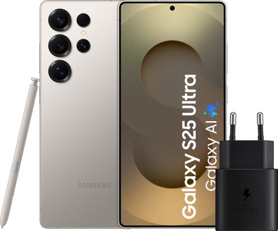 Samsung Galaxy S25 Ultra 1TB Grijs 5G + Samsung Oplader 25 Watt Zwart is nooit meer leverbaar