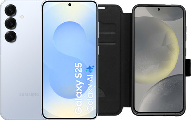 Samsung Galaxy S25 512GB Lichtblauw 5G + BlueBuilt Book Case Zwart is nooit meer leverbaar