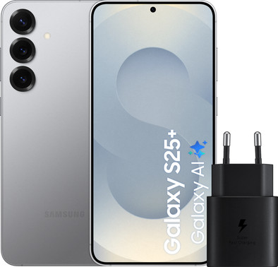Samsung Galaxy S25 Plus 256GB Zilver 5G + Samsung Oplader 25 Watt Zwart is nooit meer leverbaar