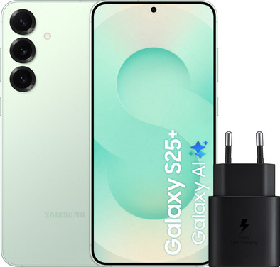 Samsung Galaxy S25 Plus 256GB Mint 5G + Samsung Oplader 25 Watt Zwart is nooit meer leverbaar