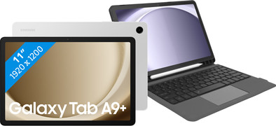 Samsung Galaxy Tab A9 Plus 11 inch 128GB Wifi Zilver + BlueBuilt Toetsenbord Hoes QWERTY is nooit meer leverbaar