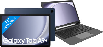 Samsung Galaxy Tab A9 Plus 11 inch 128GB Wifi Blauw + BlueBuilt Toetsenbord Hoes QWERTY is nooit meer leverbaar