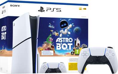 PlayStation 5 Slim Disc Edition + Astro Bot + Extra Controller Wit is nooit meer leverbaar