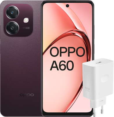 OPPO A60 128GB Paars 5G + OPPO SuperVOOC Oplader 45W is nooit meer leverbaar
