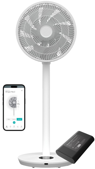 Duux Whisper Flex 2 Wit + Duux Battery Pack 10,8 Volt is nooit meer leverbaar