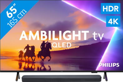 Philips Ambilight 65" PUS8500 QLED 4K (2025) + JBL Bar 300 MK2 Zwart is nooit meer leverbaar