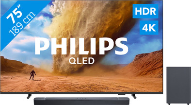 Philips 75" PUS7800 QLED 4K (2025) + JBL Bar 2.1 Deep Bass MK2 Zwart is nooit meer leverbaar