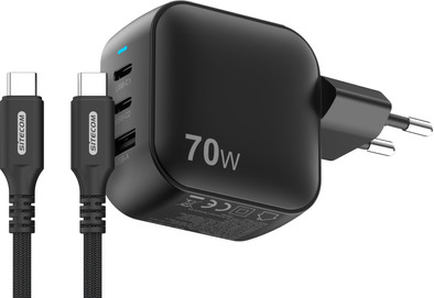 Sitecom 70W GaN Power Delivery Wandoplader + Sitecom USB-C naar USB-C Kabel 2m is nooit meer leverbaar