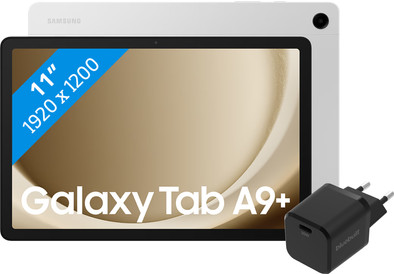 Samsung Galaxy Tab A9 Plus 11 inch 6GB/128GB Wifi Zilver + BlueBuilt Oplader is nooit meer leverbaar