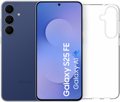 Samsung Galaxy S25 FE 128GB Donkerblauw 5G + BlueBuilt Back Cover Transparant is nooit meer leverbaar