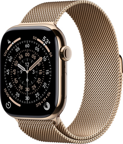 Apple Watch Series 11 Cellular 46mm  Titanium Goud Milanese Band M/L is nooit meer leverbaar