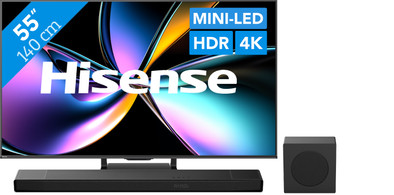 Hisense 55" ULED Mini-led U79Q PRO (2025) + Hisense AX3120Q is nooit meer leverbaar