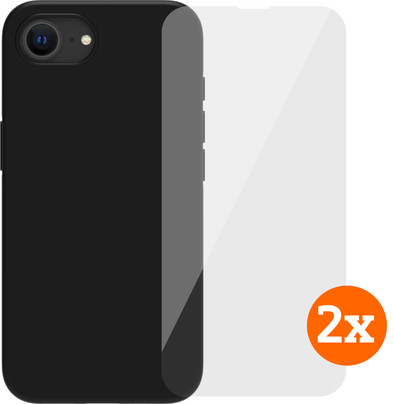 BlueBuilt Back Cover iPhone 17e/16e Zwart + Screenprotector Glas Duo Pack is nooit meer leverbaar