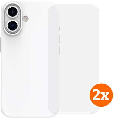 BlueBuilt Back Cover iPhone 16 Wit + Screenprotector Glas Duo Pack is nooit meer leverbaar