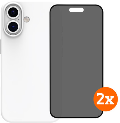 BlueBuilt Back Cover iPhone 16 Wit + Privacy Filter Screenprotector Glas Duo Pack is nooit meer leverbaar