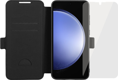 BlueBuilt Book Case Samsung Galaxy S24 FE Leer zwart + Screenprotector Glas is nooit meer leverbaar