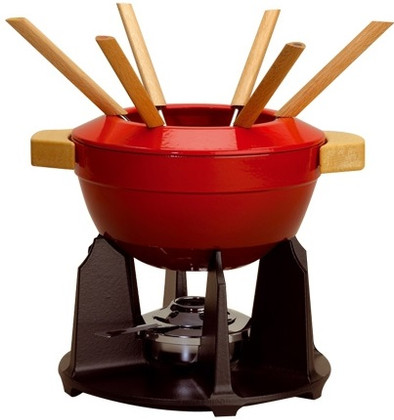 Le Creuset Fonduestel Houten Handvat Rood is nooit meer leverbaar