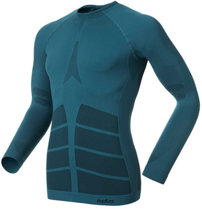 Odlo Men Shirt LS Crew Neck Evolution Warm Blue Sapphire/Black (M) is nooit meer leverbaar