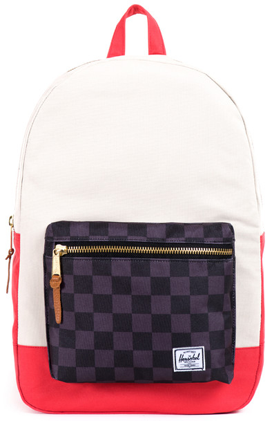 Herschel Settlement Bone/Black Checkerboard/Salmon is nooit meer leverbaar