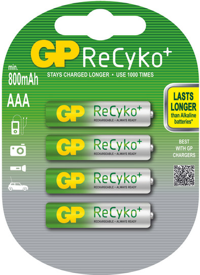 GP ReCyko+ oplaadbare AAA 4 x is nooit meer leverbaar