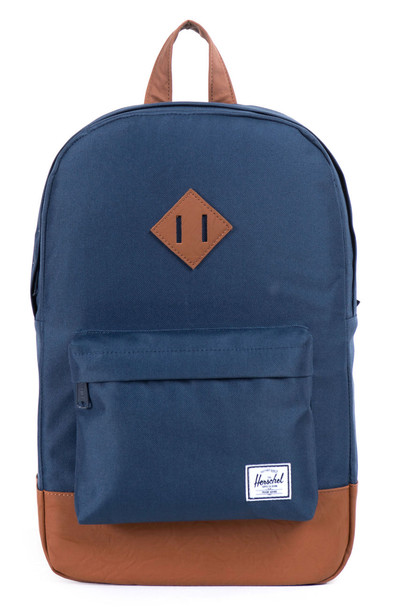 Herschel Heritage Mid-Volume Navy/Tan Synthetic Leather is nooit meer leverbaar