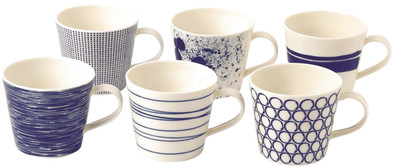 Royal Doulton Pacific Mok 45 cl 6-delige set Wit/Blauw is nooit meer leverbaar