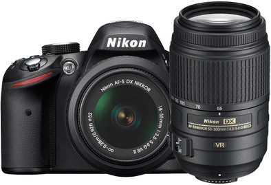 Nikon D3200 + 18-55mm VR II + 55-300mm VR zwart is nooit meer leverbaar