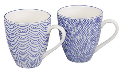 Tokyo Design Studio Nippon Blue Waves &amp; Squares Mok 2 stuks is nooit meer leverbaar