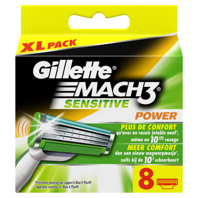 8x Gillette Mach3 Sensitive Power Scheermesjes is nooit meer leverbaar