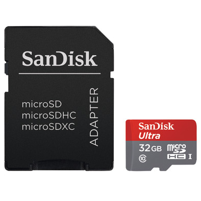 SanDisk microSDHC Ultra 32 GB Class 10 + SD Adapter is nooit meer leverbaar