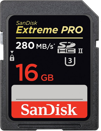 Sandisk SDHC Extreme Pro 16GB 280MB/S Class 10 is nooit meer leverbaar