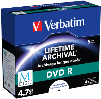 VERBATIM M-DISC DVD + R 4x 4.7GB IJ PRINTABLE 5 PACK JEWEL CASE is no longer available