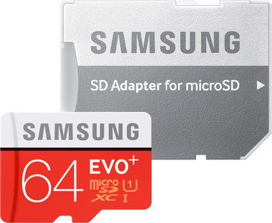 Samsung microSDXC Evo+ 64 GB Class 10 + SD Adapter is nooit meer leverbaar