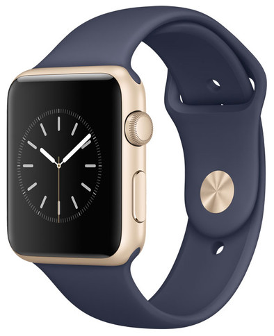 Apple Watch Sport 42mm Goud/Middernachtblauwe Sportband is nooit meer leverbaar