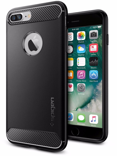 Spigen Rugged Armor Apple iPhone SE Plus / 8 Plus / 7 Plus Back Cover Zwart is nooit meer leverbaar