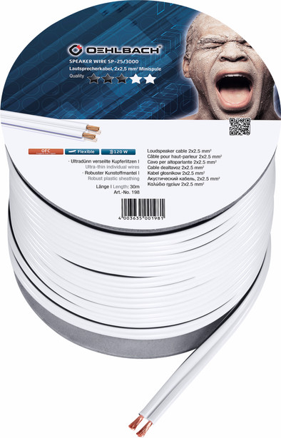 Oehlbach Luidsprekerkabel Wit (2 x 2,5 mm) 30 meter is nooit meer leverbaar