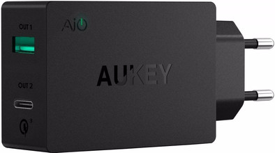 Aukey PA-Y2 Quick Charge 3.0 Oplader USB en USB C Zwart is no longer available