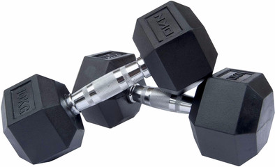 DKN Rubber Hex Dumbbell 2 x 10kg is nooit meer leverbaar