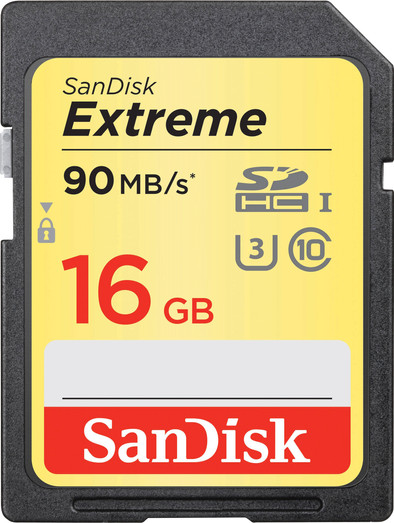 Sandisk SDHC Extreme 16GB 90MB/s Class 10 is nooit meer leverbaar