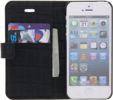 Guess Croco Apple iPhone 5/5S/SE Book Case Zwart is nooit meer leverbaar