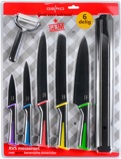 Gero Slim Keukenmessenset 6-dlg + Magneetstrip is nooit meer leverbaar